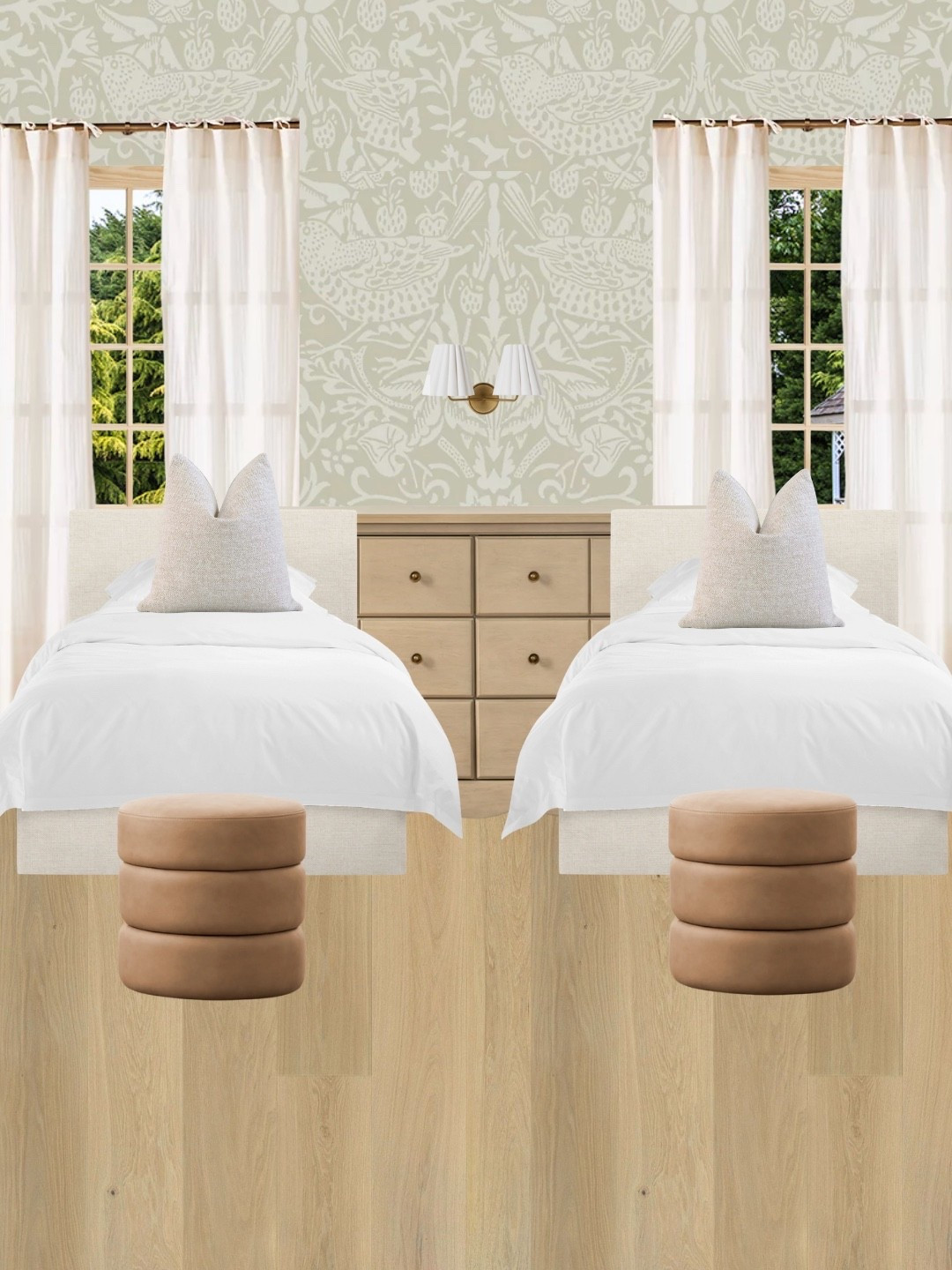 This kids’ bedroom is the perfect mix of playful + stylish! Featuring double twin beds, bold green wallpaper, a chic leather ottoman, and layered fun patterns, it creates a cozy yet elevated space your little ones will love. Great inspiration for kids’ rooms, shared bedrooms, or guest spaces. #KidsRoomDecor #TwinBedroomIdeas #WallpaperDesign

#LTKKids #LTKStyleTip #LTKHome