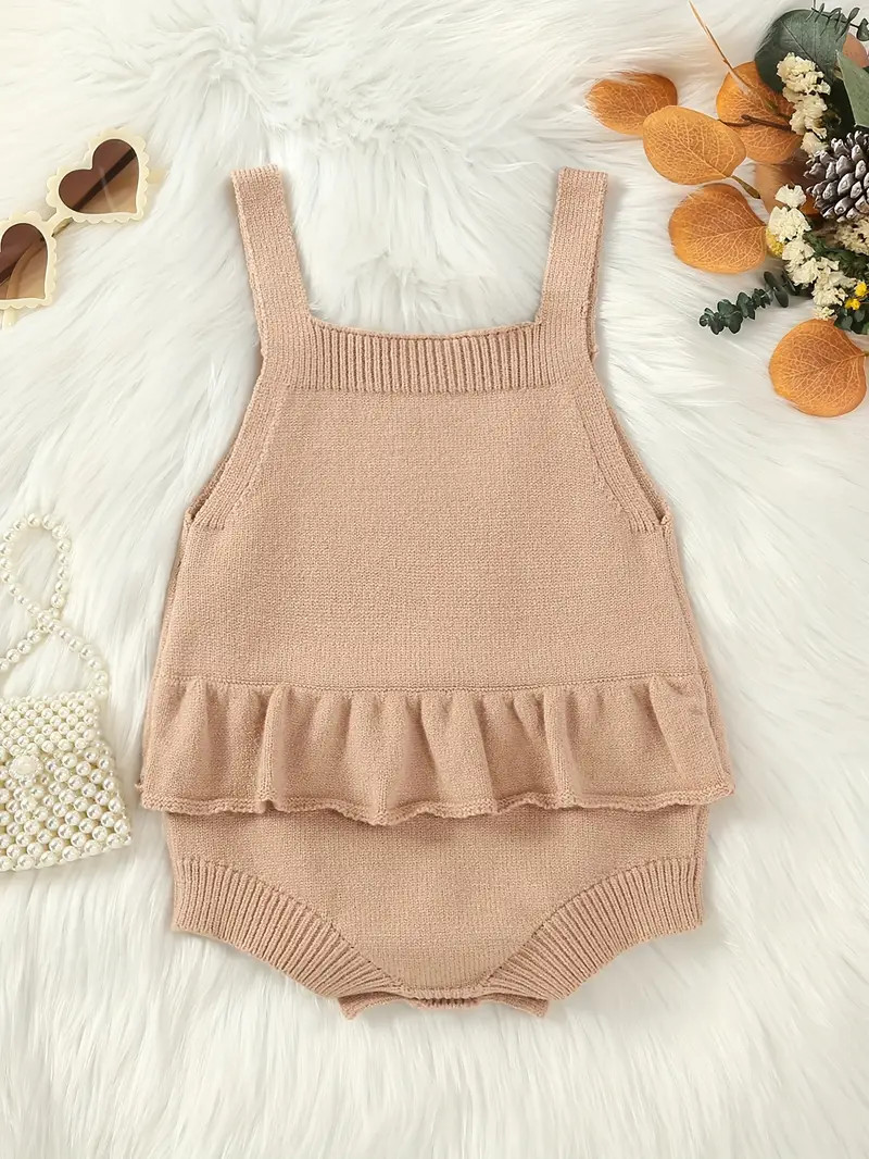 Newborn Baby Girls Clothes, Knitted Ruched Simple Sleeveless Beanie Bodysuit, Baby Girls Sweater ... | Temu Affiliate Program