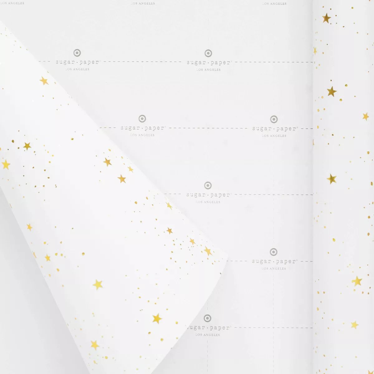 25 sq ft Gold Foil Stars Gift Wrap White - Sugar Paper™ + Target | Target
