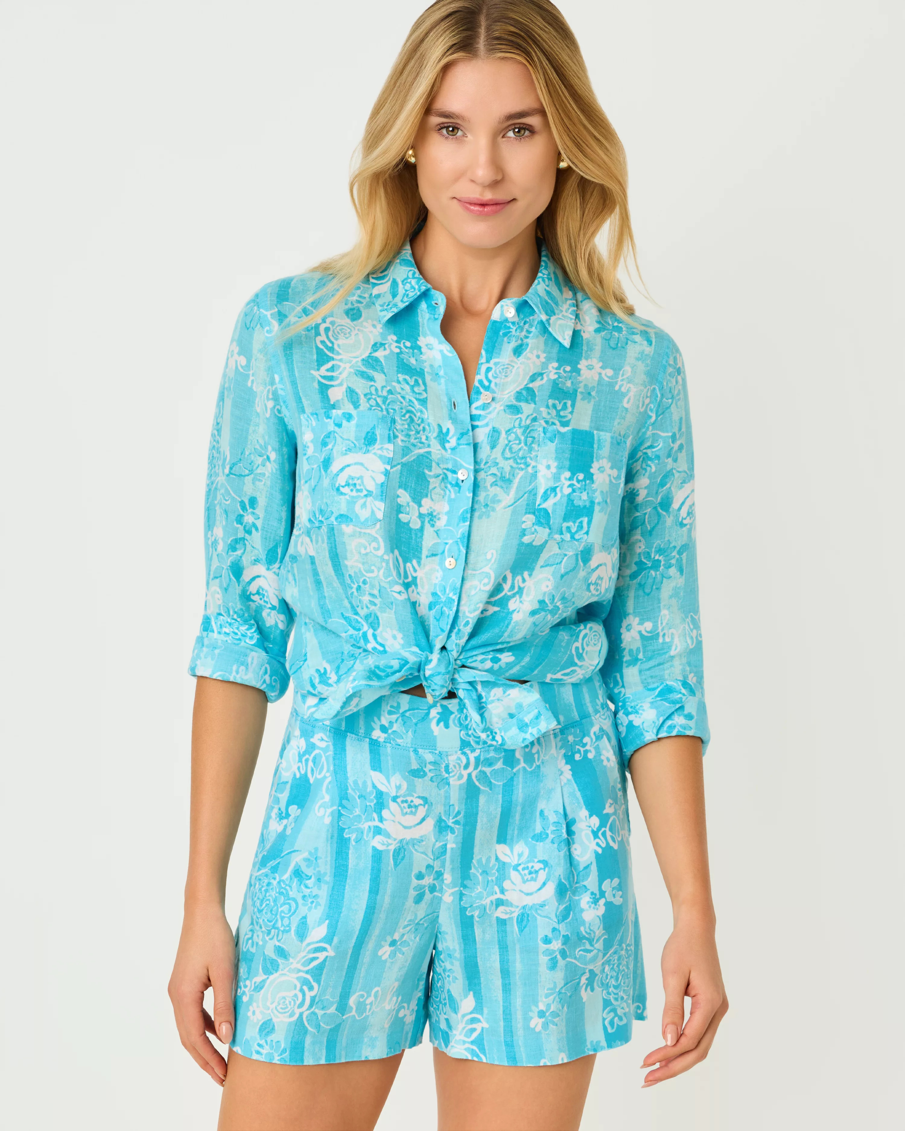 Sea View Linen Button Down Shirt | Lilly Pulitzer