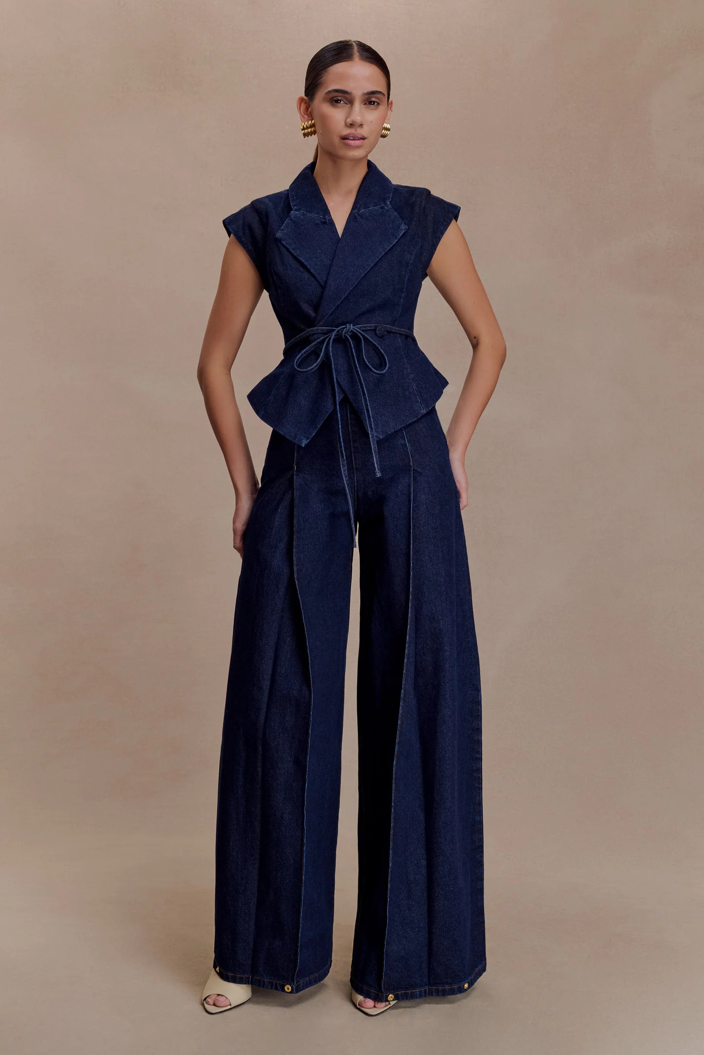 High Rise Denim Jeans - Indigo Blue | MESHKI US