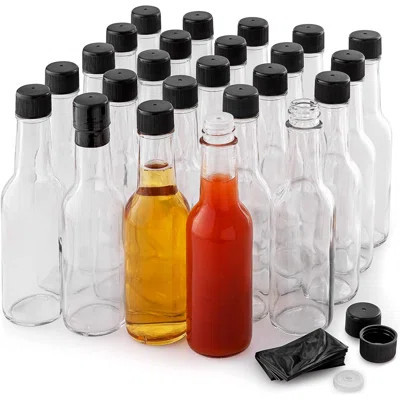 Simple Craft Hot Sauce Glass Bottles Dispenser - 24 Piece 5oz Leak Proof Bottles with Caps | Wayfair North America