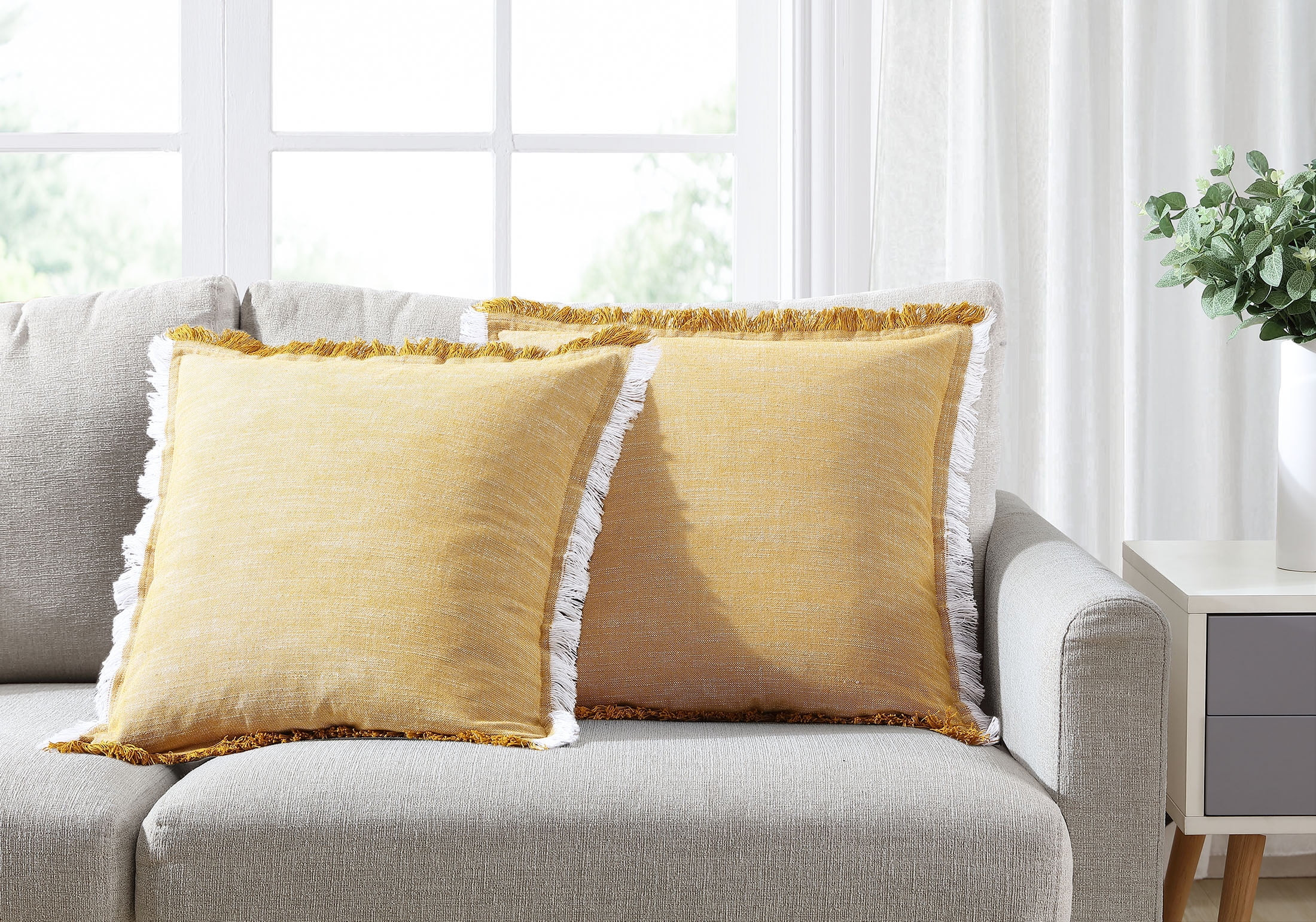 Better Homes & Gardens, Yellow Throw Pillows, Square, 20" x 20", Yellow, 2 Pack | Walmart (US)