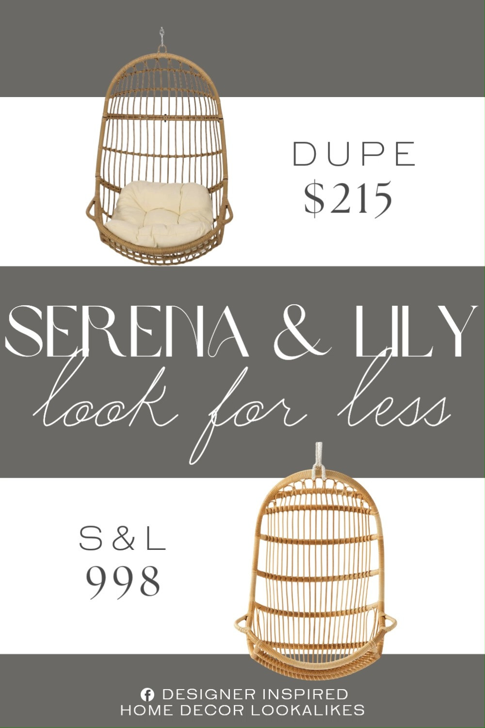 Inspired by Serena & Lily Outdoor Hanging Chair. Outdoor Hanging Chair. Patio Swing Chair. Wicker Hanging Chair. Rattan Outdoor Chair. Boho Hanging Chair. Woven Patio Chair. Porch Swing Seat. Chic Outdoor Swing. Porch Swing Seat. 

Home more affordable option find copy cat similar look for less budget friendly affordable cheap cheaper beautiful pretty. Clearance sale coupon code discount code promo code luxury lookalike look a like Inspo inspiration inspired by idea ideas Love like these? I share multiple every day in my FB group.
#serenaandlilyinspired #outdoorchair #hangingchair #outdoorliving #patioinspo #patioswing #wickerchair #porchswing #furniturefinds 

 #LTKHome
