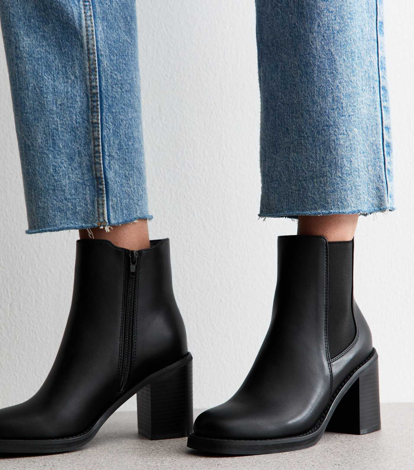 Faux Leather Black Block Heel Chelsea Boots | New Look | New Look (UK)