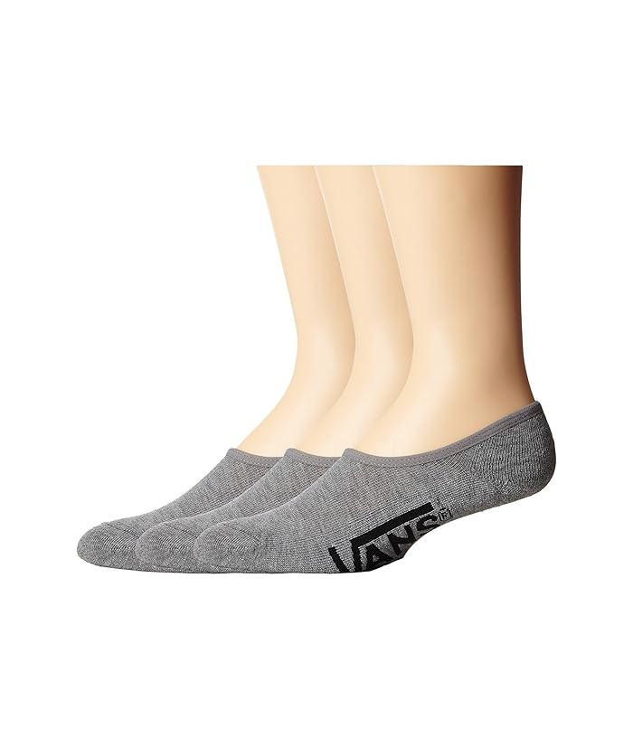 Vans Classic Super No Show 3 Pair Pack (Heather Grey) Men's No Show Socks Shoes | Zappos