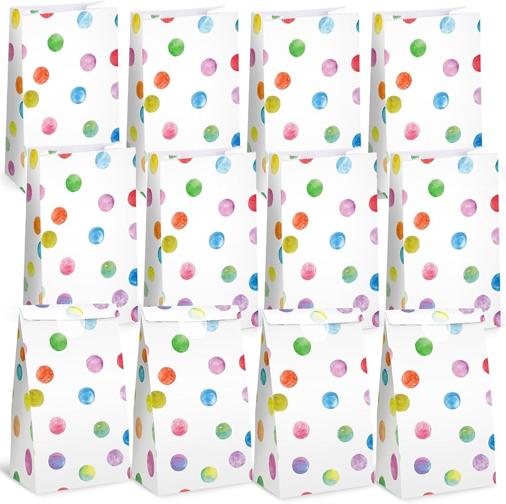 JOHOUSE 54PCS Polka Dot Gift Bags, Party Favor Paper Bags Goodie Bags with Stickers for Bridal Sh... | Amazon (US)