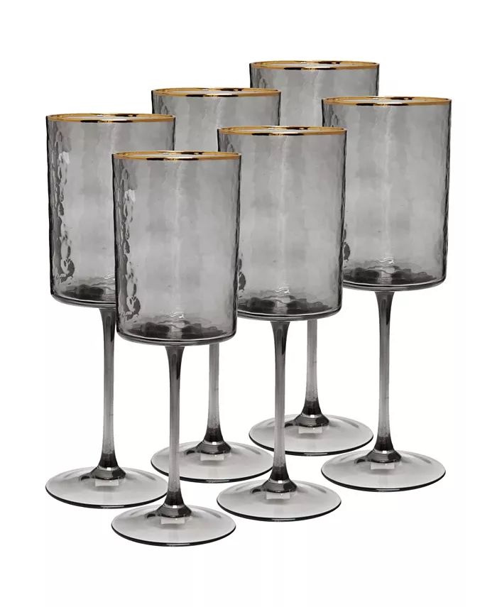 Classic Touch Smoked Square Shaped Wine Glasses 6 Piece Set, Service for 6 - Macy's | Macys (US)