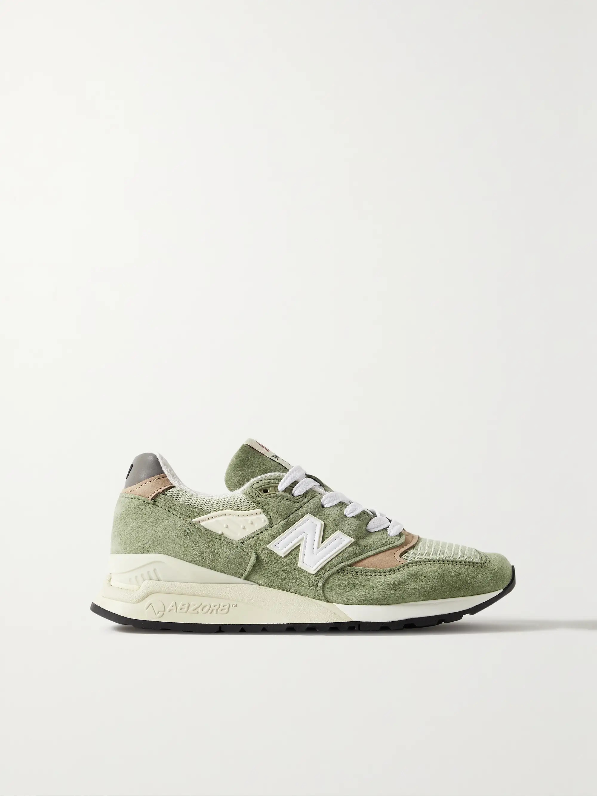 998 Core rubber-trimmed leather, mesh and suede sneakers | NET-A-PORTER (US)