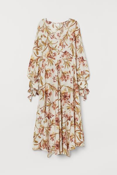 Gemustertes Kleid - Hellbeige/Geblümt -  | H&M DE | H&M (DE, AT, CH, NL, FI)