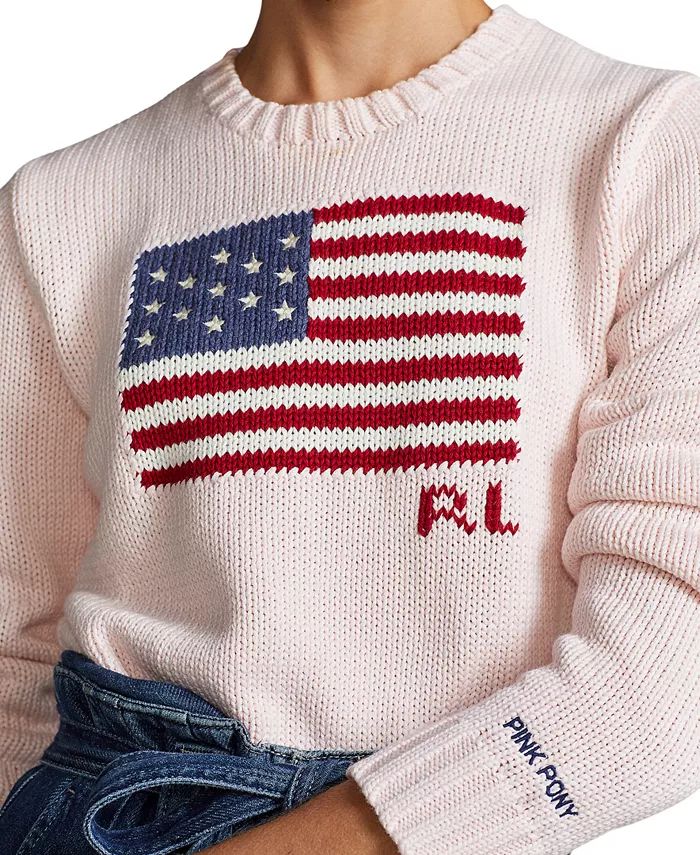 Women's Pink Pony Flag Cotton Sweater | Macy's