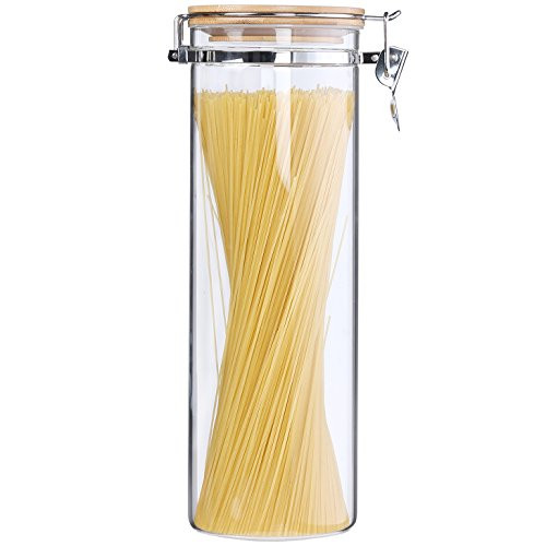 KKC Tall Glass Pasta Storage Container with Hinged Lid,Glass Spaghetti Storage Jar Airtight Lid,T... | Amazon (US)