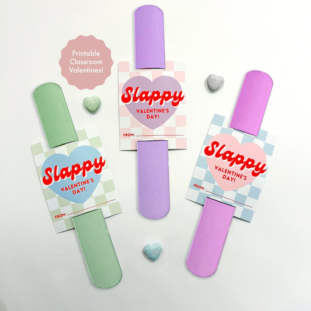 Classroom Valentines Printable, Slap Bracelet Valentine, Girl School Valentines, Non-Candy Valent... | Etsy (US)