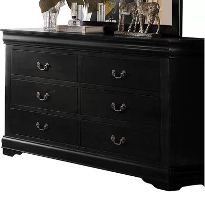 Emily 6 Drawer Double Dresser Color: Black | Wayfair North America