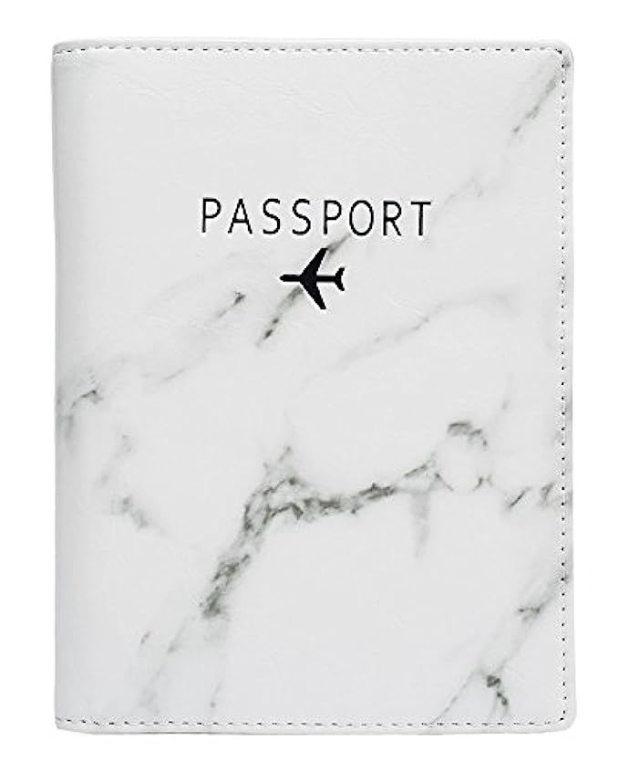 Leotruny Passport Holder Cover Waterproof Rfid Blocking Travel Wallet Case (White Marble) | Amazon (US)