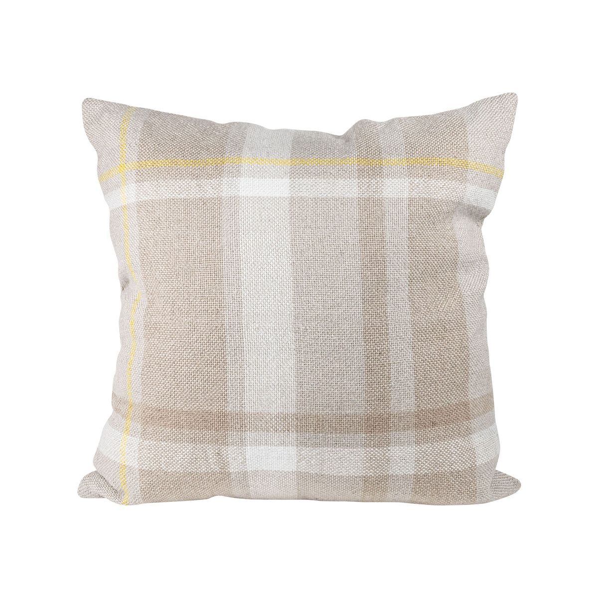 Taupe with Yellow Plaid 24X24 Hand Woven Filled Outdoor Pillow - Foreside Home & Garden | Target