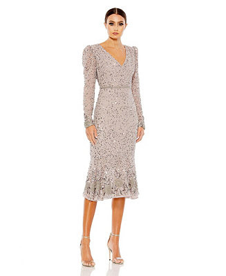Women's Embroidered Illusion Cap Sleeve A Line Gown | Macy's