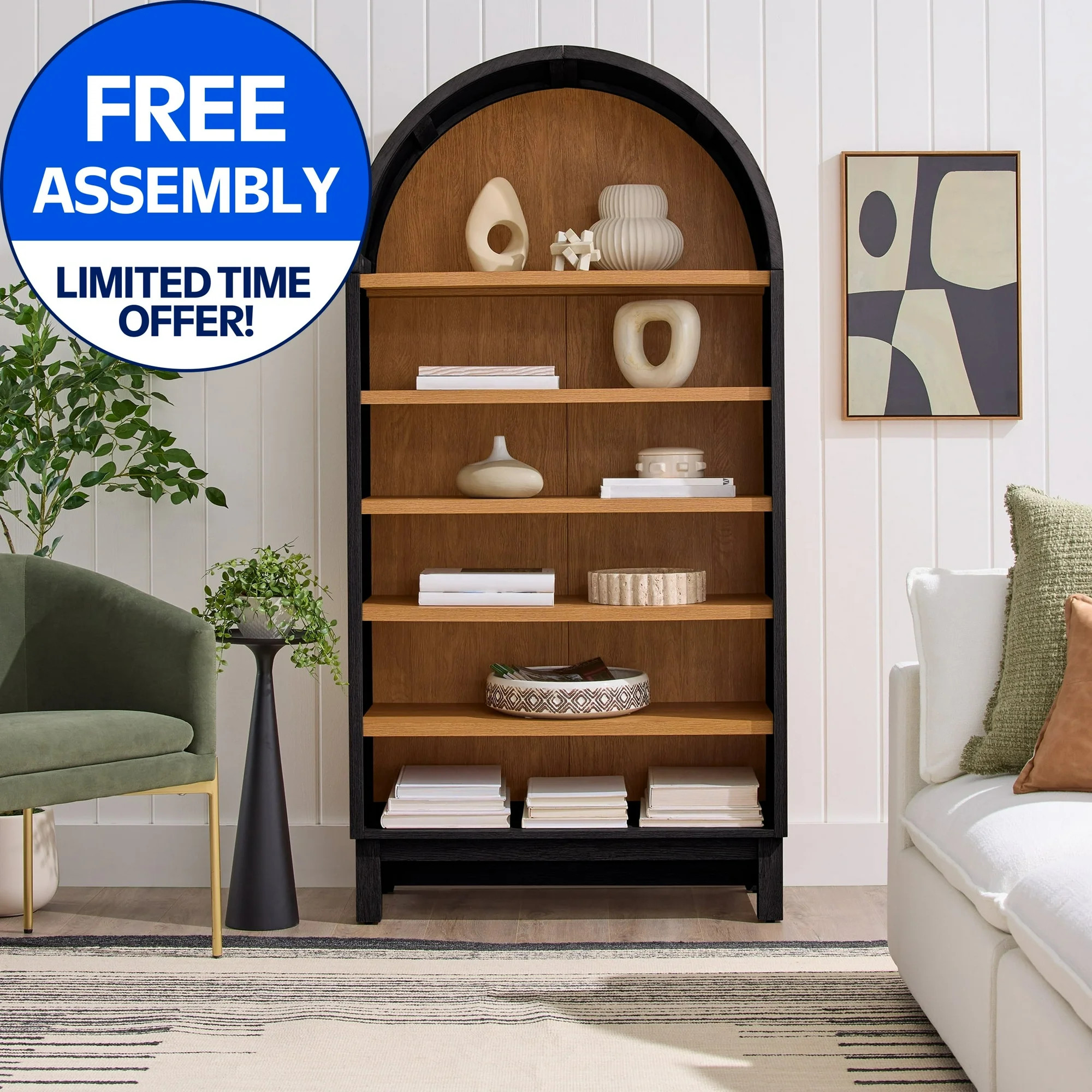 Better Homes & Gardens Juliet Open Arch Bookcase, Rich Black and Light Honey | Walmart (US)