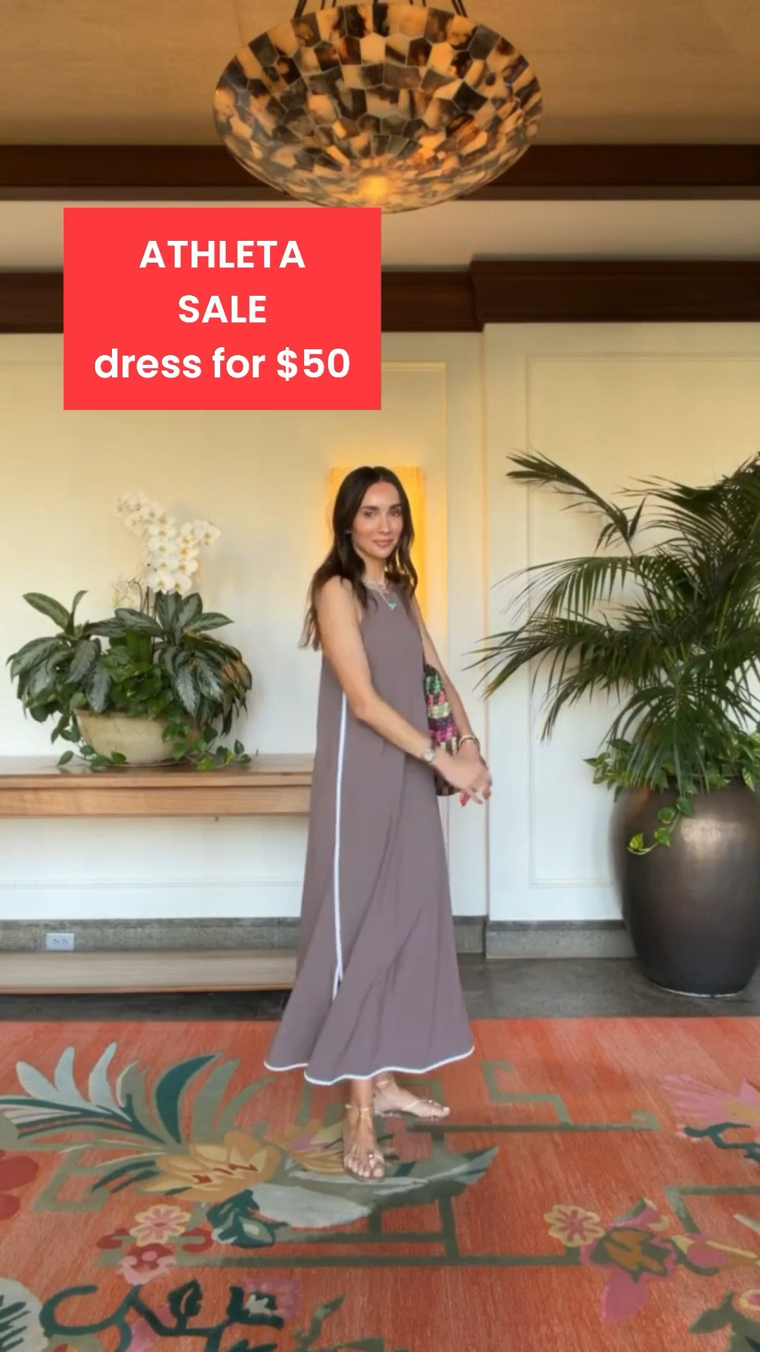 Athleta sale, 20%-40% off + extra 10% off. I'm wearing size XS in dress.


taupe maxi dress, contrast trim dress, sleeveless maxi dress, side slit dress, neutral summer outfit, vacation dinner outfit, resort wear, relaxed fit dress, summer maxi dress, flat sandals outfit, annabrstyle

#LTKSaleAlert #LTKOver40