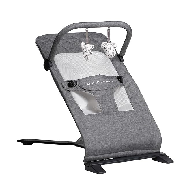 Baby Delight Alpine Deluxe Portable Bouncer | Infant | 0 – 6 months | Charcoal Tweed | Amazon (US)