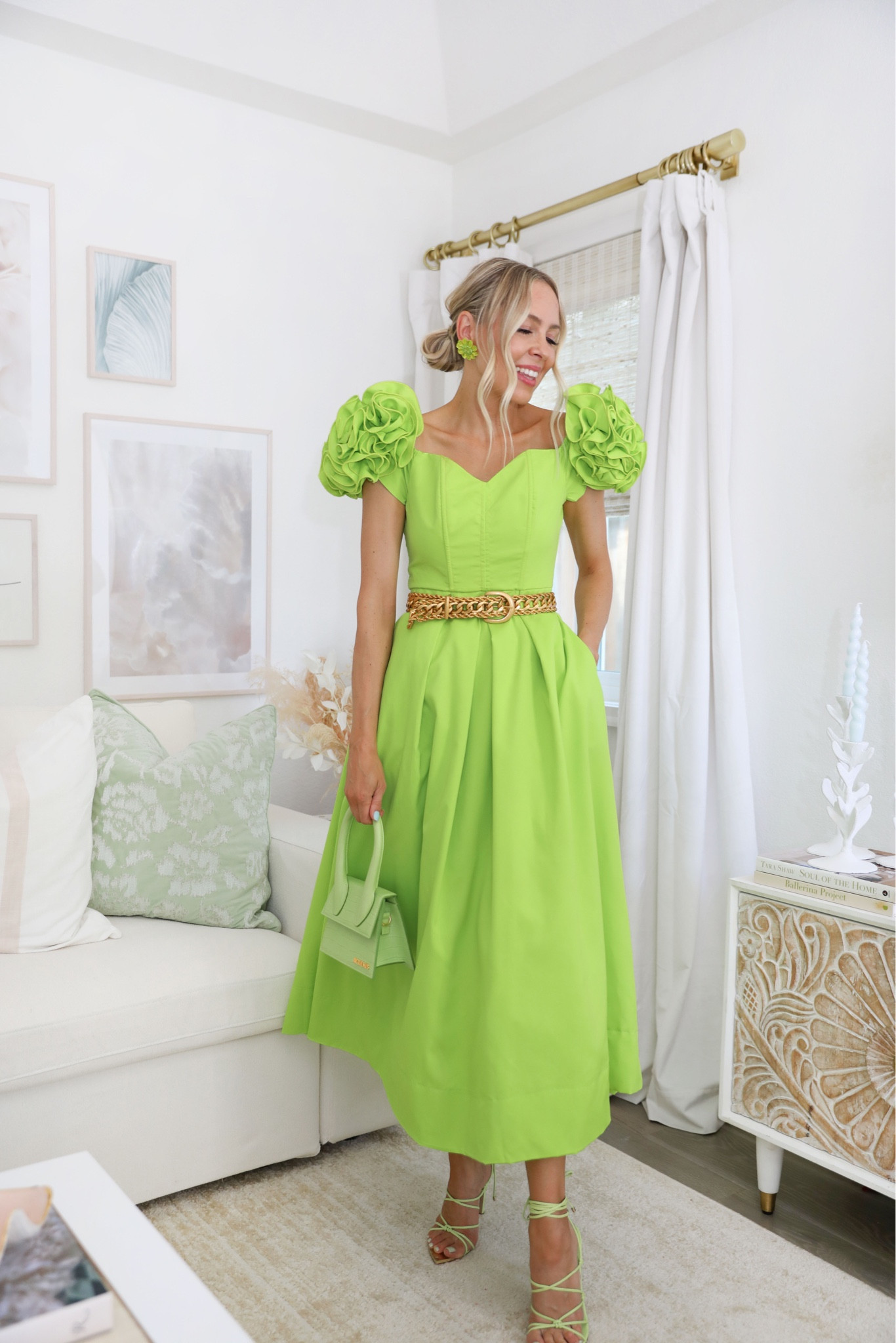 karen millen green floral dress Sage Green Short Tulle Bridesmaids Dress YW1713 Custom Size / Other main image 1