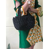 1960's Beaded Handbag/Top Handle Black Purse Plastic Evening Mid Century Deco Faceted Jet Beads /Ear | Etsy (US)