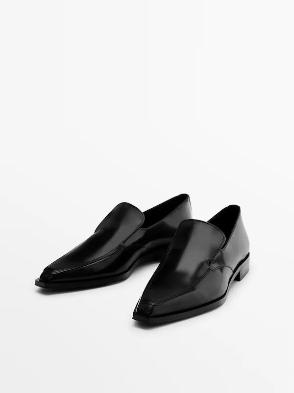 Leather pointed toe loafers | Massimo Dutti (US)