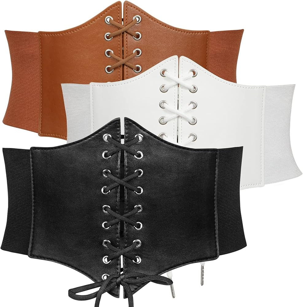 JASGOOD Women’s Elastic Costume Waist Belt Lace-up Tied Waspie Corset Belts for Women | Amazon (US)