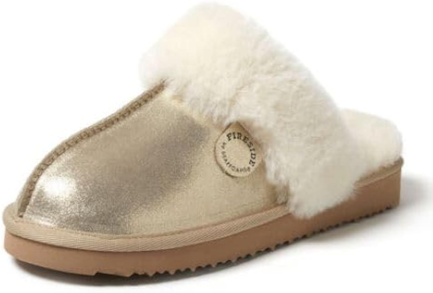 Dearfoams Women's Fireside Sydney Shearling Fur Indoor/Outdoor Scuff Slipper with Wide Widths | Amazon (US)
