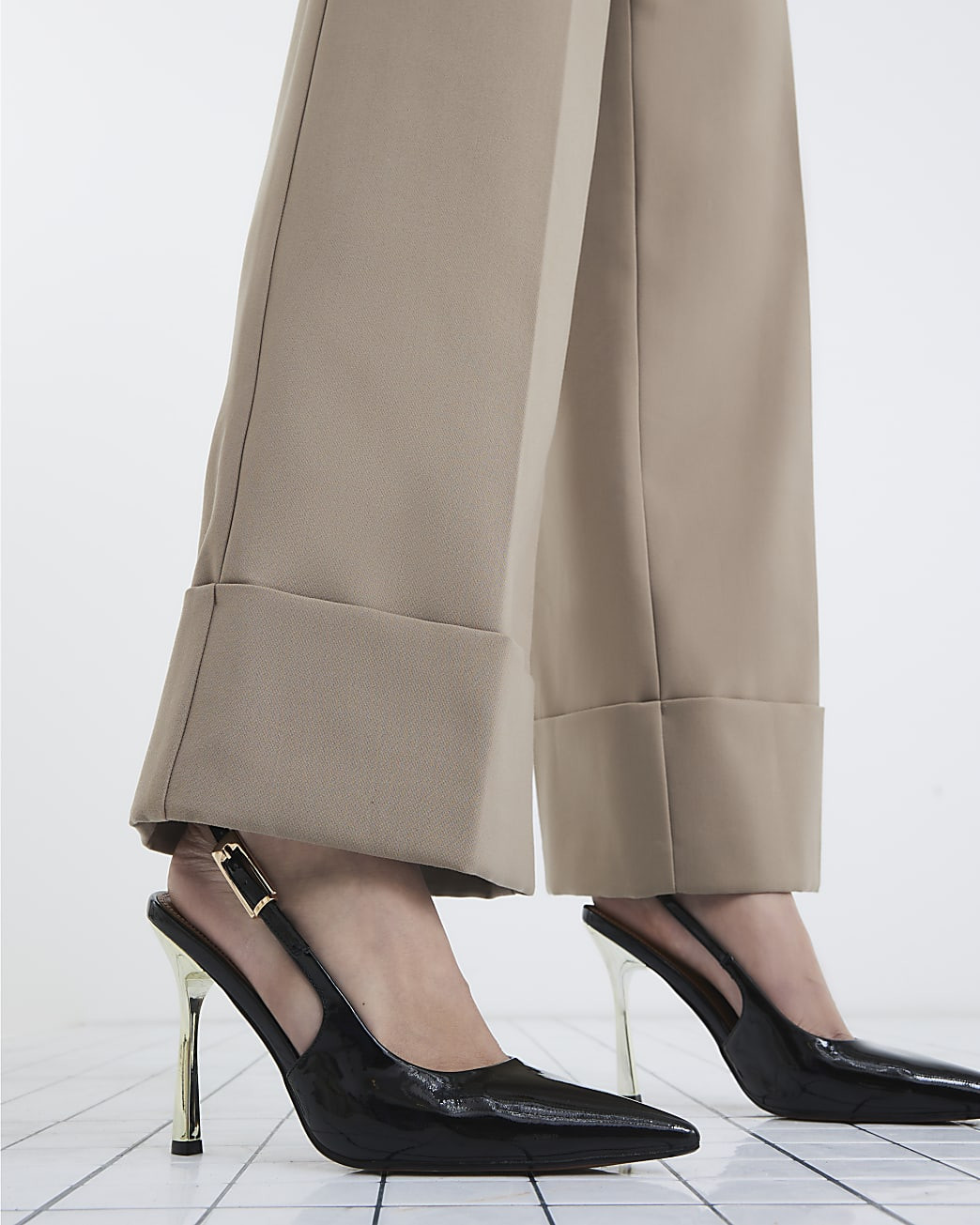 Black Patent Slingback Buckle Court Heels | River Island UK & IE