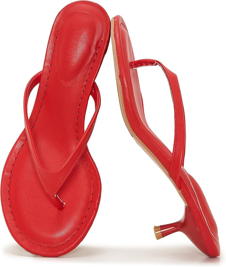 Kitten Heel Thong Sandals for Women Slip-on Low Heeled Sandal Fashion Summer Flip Flops Heels | Amazon (UK)