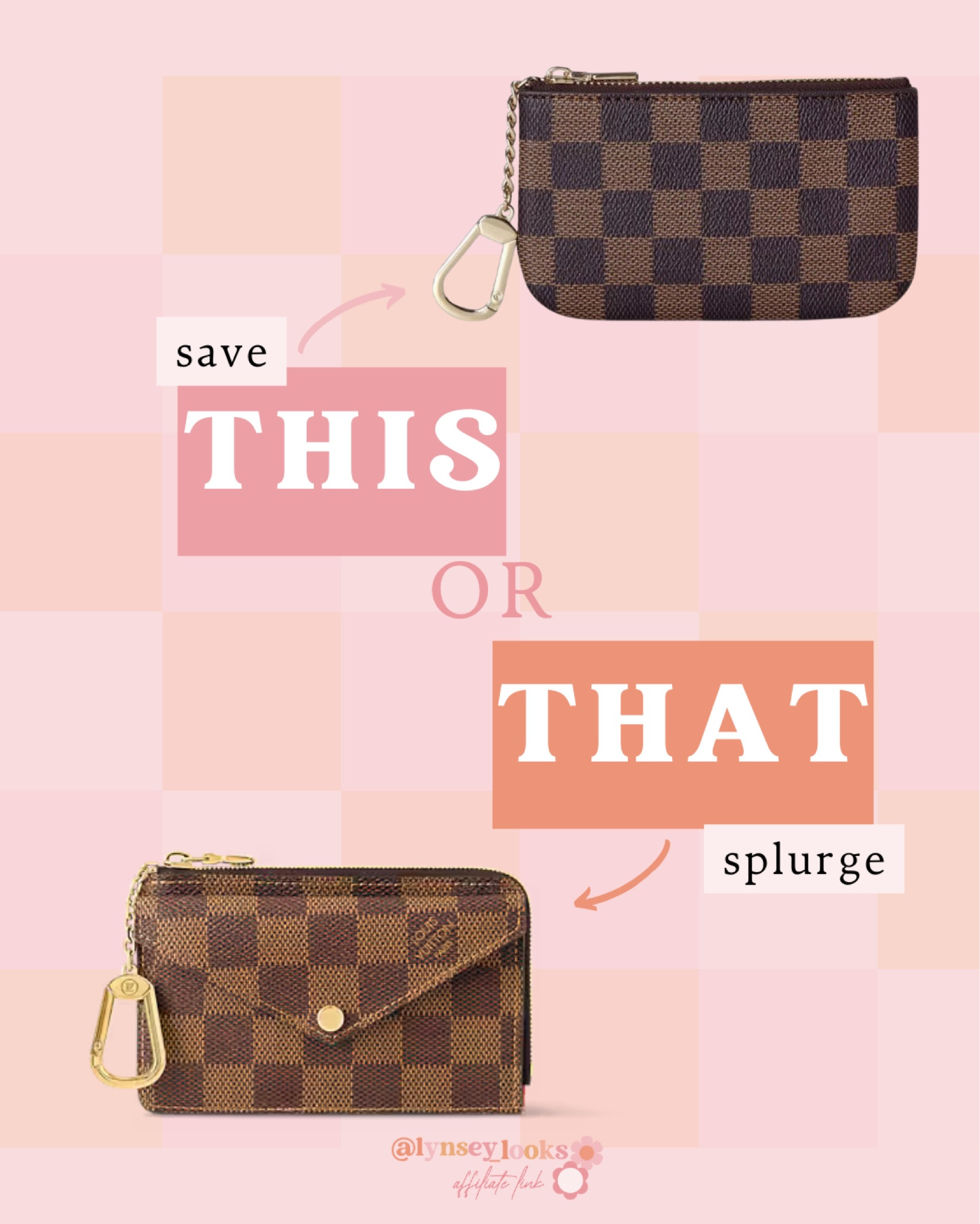 Save or Splurge 💸 Designer Inspired Checkered Keychain 

Designer Inspired | Inspired Looks | Checkered Pattern | Checkered Looks | Keychain Wallet | Keychain Checkered Wallet | Dupes | Dupe Alert 

#LTKStyleTip #LTKItBag #LTKTravel