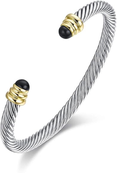 Twisted Cable Bracelet Designers Inspired Cuff Bracelets with Gemstones | Amazon (US)