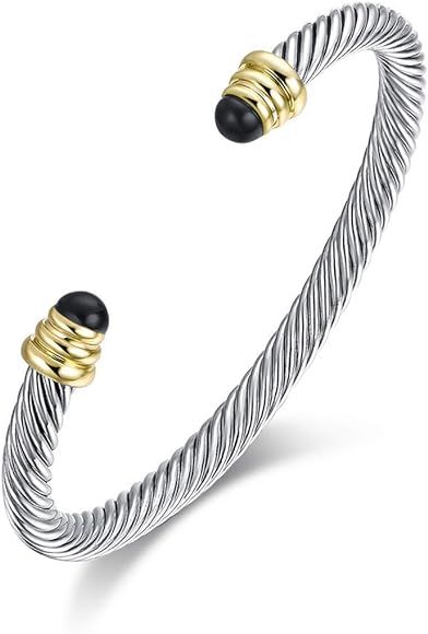 Twisted Cable Bracelet Designers Inspired Cuff Bracelets with Gemstones | Amazon (US)