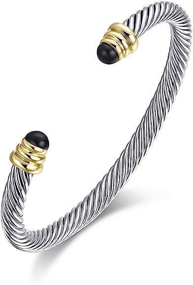 Twisted Cable Bracelet Designers Inspired Cuff Bracelets with Gemstones | Amazon (US)