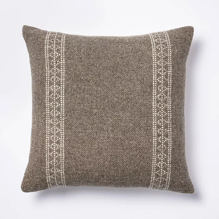 Woven Wool Cotton Square Throw Pillow Brown/Cream - Threshold™ designed with Studio McGee | Target