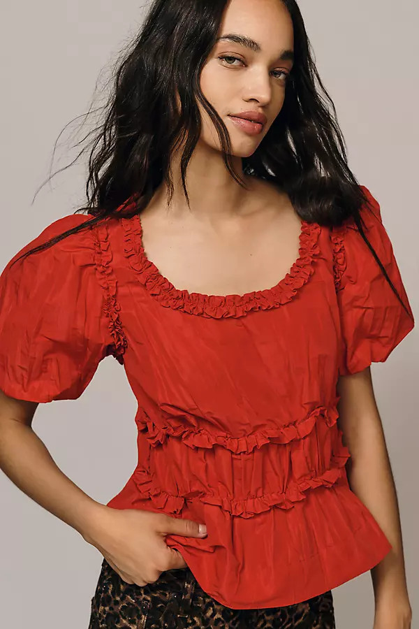 Damson Madder Everly Ruffle Blouse | Anthropologie (US)