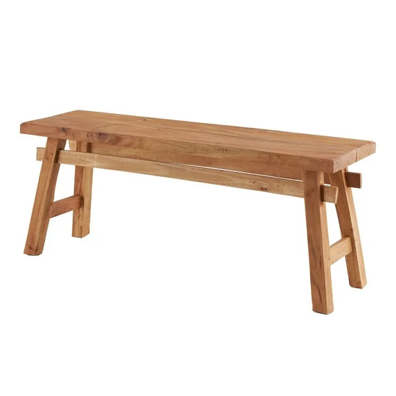 DecMode Reclaimed Wood Handmade Bench with Natural Finish and High Trestle Legs, Brown | Walmart (US)