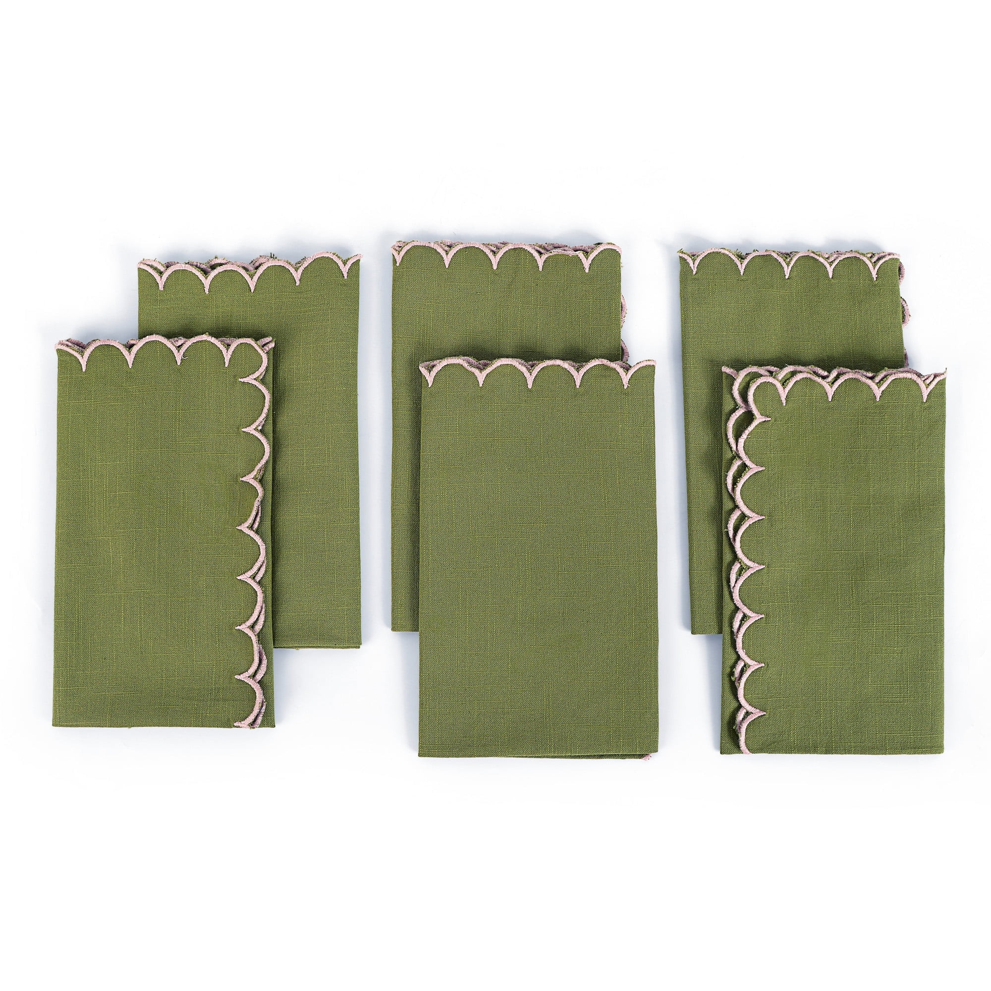 FINGERCRAFT Cloth Napkins, Everyday Use Scallop Design, Natural Cotton Napkin Set of 6, 20x20 inc... | Walmart (US)