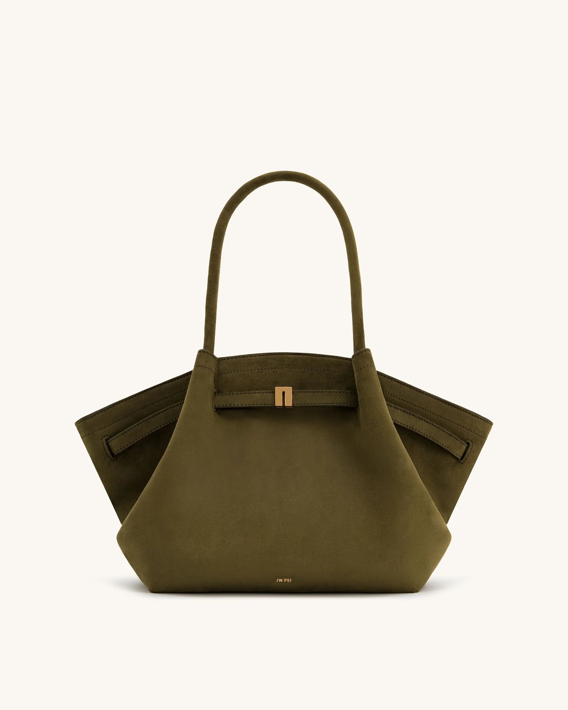 Hana Medium Faux Suede Tote Bag - Dark Olive | JW PEI US