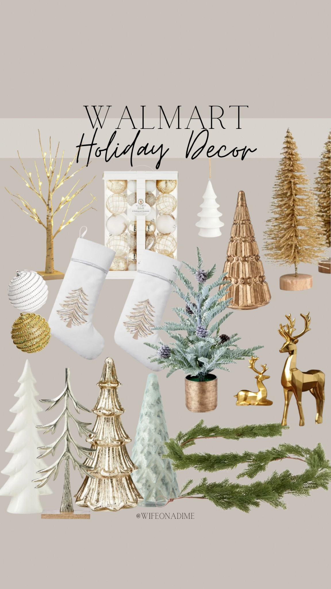 Walmart holiday decor, Christmas decor, Walmart Christmas, gold decor, neutral decor, affordable decor 

#LTKhome #LTKSeasonal #LTKHoliday