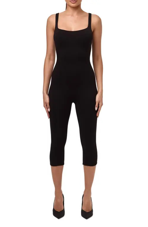 Naked Wardrobe Stretch Jersey Capri Jumpsuit in Black at Nordstrom, Size Small | Nordstrom