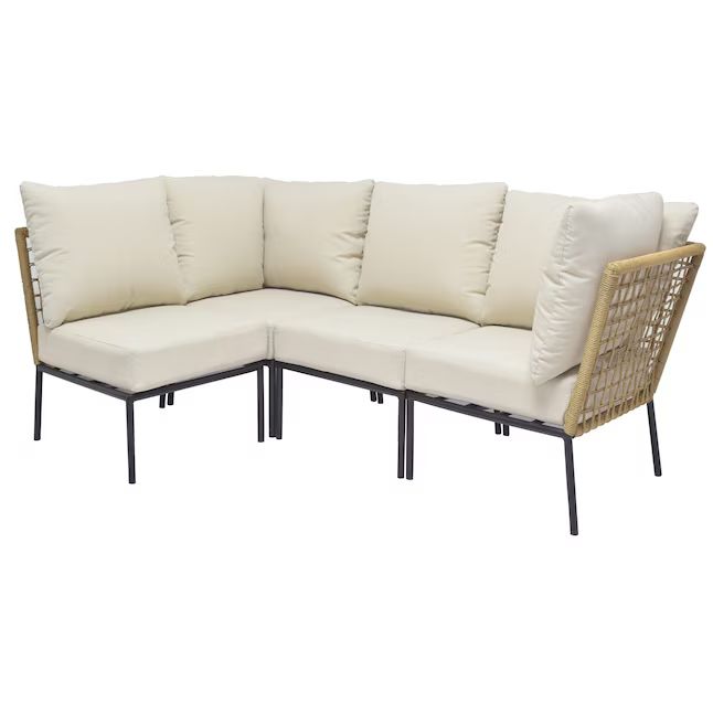 Origin 21 Clairmont 4-Piece Wicker Patio Conversation Set with Off-white Cushions | Lowe's
