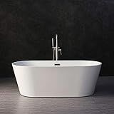 WOODBRIDGE BTA-1513 Acrylic Freestanding Bathtub Contemporary Soaking Tub with Brushed Nickel Overfl | Amazon (US)
