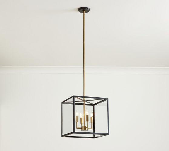 Manor Outdoor Glass & Iron Square Pendant | Pottery Barn (US)