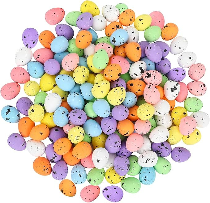 JUNEBRUSHS 300 Pcs Speckled Easter Eggs Decor, Glitter Mini Foam Easter Eggs in Mixed Color for V... | Amazon (US)