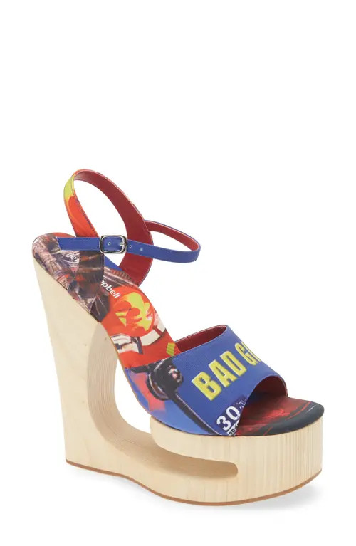 Jeffrey Campbell Flag Girl Platform Wedge Sandal in Bad Girl Combo at Nordstrom, Size 5 | Nordstrom