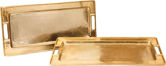 Objet D'Art Beaufort Rectangular Gold Bar Tray, Set of 2 | Decorative Gold Tray, 25 X 13 In, Livi... | Amazon (US)