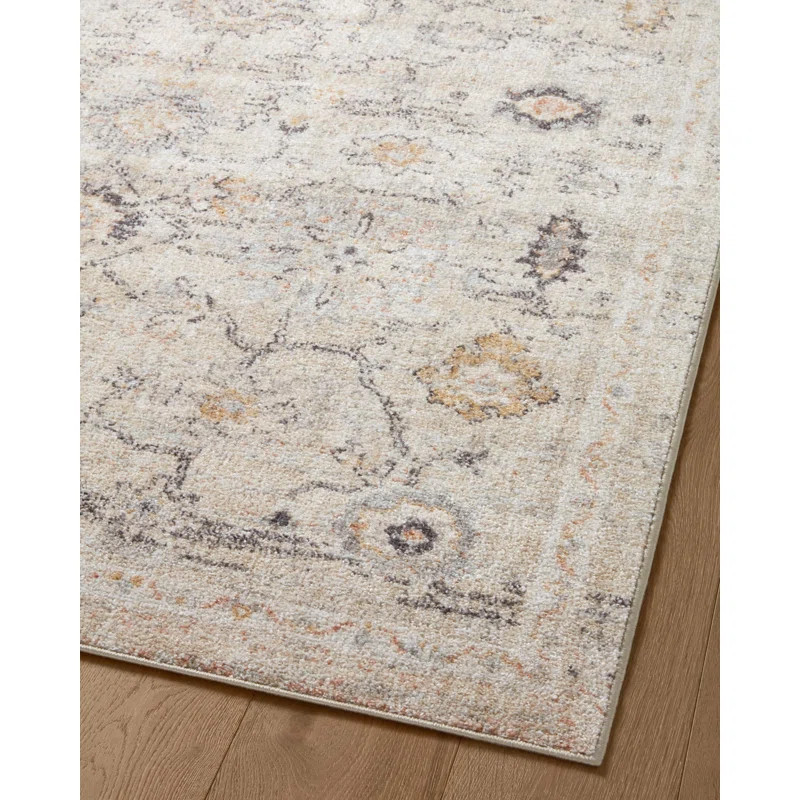 Monroe Oriental Machine Woven Polyester Area Rug in Gray/Ivory | Wayfair North America