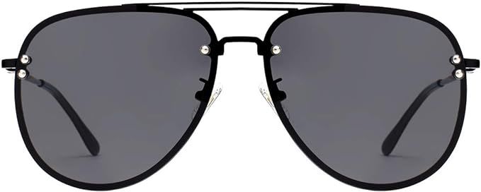 VIVIENFANG Oversized Rimless Aviator Sunglasses Metal Frame with Spring Hinges, Designer Inspired... | Amazon (US)